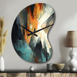 Orange And Blue Abstract Mixed Colors I - Asymmetric Metal Wall Clock