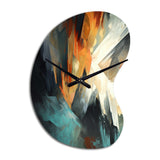 Orange And Blue Abstract Mixed Colors I - Asymmetric Metal Wall Clock