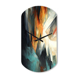 Orange And Blue Abstract Mixed Colors I - Asymmetric Metal Wall Clock