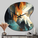 Orange And Blue Abstract Mixed Colors I - Asymmetric Metal Wall Clock