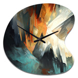 Orange And Blue Abstract Mixed Colors I - Asymmetric Metal Wall Clock