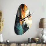 Orange And Blue Abstract Mixed Colors I - Asymmetric Metal Wall Clock