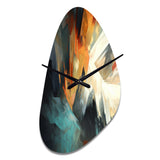 Orange And Blue Abstract Mixed Colors I - Asymmetric Metal Wall Clock