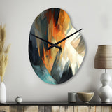 Orange And Blue Abstract Mixed Colors I - Asymmetric Metal Wall Clock