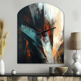 Orange And Blue Abstract Mixed Colors II - Asymmetric Metal Wall Clock