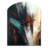Orange And Blue Abstract Mixed Colors II - Asymmetric Metal Wall Clock
