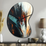 Orange And Blue Abstract Mixed Colors II - Asymmetric Metal Wall Clock