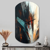 Orange And Blue Abstract Mixed Colors II - Asymmetric Metal Wall Clock