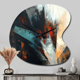 Orange And Blue Abstract Mixed Colors II - Asymmetric Metal Wall Clock