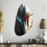 Orange And Blue Abstract Mixed Colors II - Asymmetric Metal Wall Clock