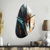 Orange And Blue Abstract Mixed Colors II - Asymmetric Metal Wall Clock