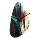 Orange And Blue Abstract Mixed Colors II - Asymmetric Metal Wall Clock