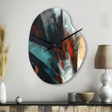 Orange And Blue Abstract Mixed Colors II - Asymmetric Metal Wall Clock