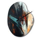 Orange And Blue Abstract Mixed Colors II - Asymmetric Metal Wall Clock
