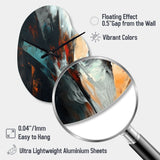 Orange And Blue Abstract Mixed Colors II - Asymmetric Metal Wall Clock