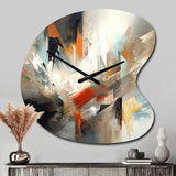 Orange And Blue Abstract Mixed Colors IV - Asymmetric Metal Wall Clock