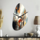 Orange And Blue Abstract Mixed Colors IV - Asymmetric Metal Wall Clock