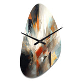 Orange And Blue Abstract Mixed Colors IV - Asymmetric Metal Wall Clock