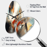 Orange And Blue Abstract Mixed Colors IV - Asymmetric Metal Wall Clock