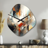 Orange And Blue Abstract Mixed Colors IV - Asymmetric Metal Wall Clock