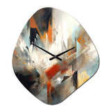 Orange And Blue Abstract Mixed Colors IV - Asymmetric Metal Wall Clock