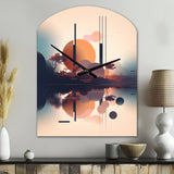 Soft Blue And Pink Minimal Mid Century Art IV - Asymmetric Metal Wall Clock