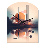 Soft Blue And Pink Minimal Mid Century Art IV - Asymmetric Metal Wall Clock