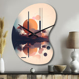 Soft Blue And Pink Minimal Mid Century Art IV - Asymmetric Metal Wall Clock