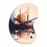 Soft Blue And Pink Minimal Mid Century Art IV - Asymmetric Metal Wall Clock