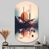 Soft Blue And Pink Minimal Mid Century Art IV - Asymmetric Metal Wall Clock