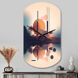 Soft Blue And Pink Minimal Mid Century Art IV - Asymmetric Metal Wall Clock