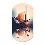 Soft Blue And Pink Minimal Mid Century Art IV - Asymmetric Metal Wall Clock