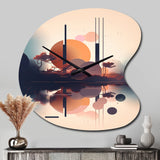 Soft Blue And Pink Minimal Mid Century Art IV - Asymmetric Metal Wall Clock