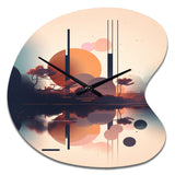 Soft Blue And Pink Minimal Mid Century Art IV - Asymmetric Metal Wall Clock