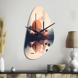 Soft Blue And Pink Minimal Mid Century Art IV - Asymmetric Metal Wall Clock
