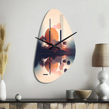 Soft Blue And Pink Minimal Mid Century Art IV - Asymmetric Metal Wall Clock