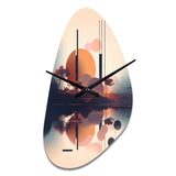 Soft Blue And Pink Minimal Mid Century Art IV - Asymmetric Metal Wall Clock