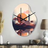 Soft Blue And Pink Minimal Mid Century Art IV - Asymmetric Metal Wall Clock