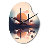 Soft Blue And Pink Minimal Mid Century Art IV - Asymmetric Metal Wall Clock