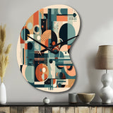 Blue And Orange Minimalistic Artwork II - Asymmetric Metal Wall Clock