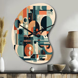 Blue And Orange Minimalistic Artwork II - Asymmetric Metal Wall Clock