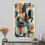 Blue And Orange Minimalistic Artwork II - Asymmetric Metal Wall Clock