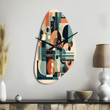Blue And Orange Minimalistic Artwork II - Asymmetric Metal Wall Clock