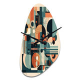 Blue And Orange Minimalistic Artwork II - Asymmetric Metal Wall Clock