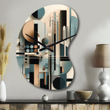 Blue And Black Symmetry In Motion I - Asymmetric Metal Wall Clock
