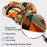 Orange And Blue Geometric Vibrations I - Asymmetric Metal Wall Clock