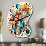 Blue And Orange Geometry Balance I - Asymmetric Metal Wall Clock