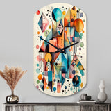 Blue And Orange Geometry Balance I - Asymmetric Metal Wall Clock