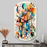 Blue And Orange Geometry Balance I - Asymmetric Metal Wall Clock
