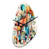 Blue And Orange Geometry Balance I - Asymmetric Metal Wall Clock